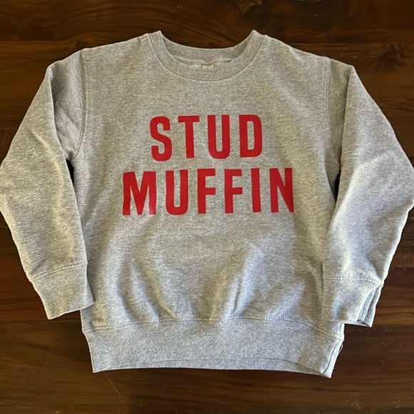 Grey Crewneck sweatshirt stud muffin size 5/6 - Picture 1 of 5